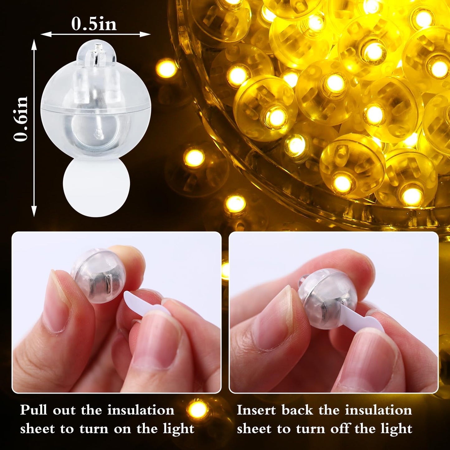 FWYWNL 100pcs Balloon Lights,Round LED Ball Lamp for Latex Balloon Paper Lantern Party Wedding Festival Christmas Halloween Decorative，Long Standby Time Waterpro of Mini Light (Warm White)