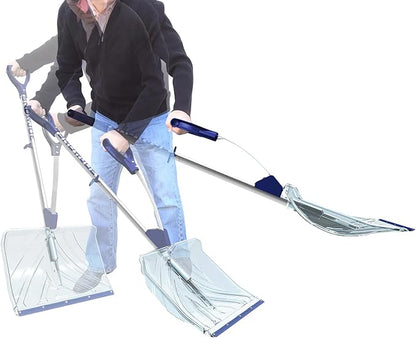 Snow Joe Snow Shovel, Shovelution Strain-Reducing Ice Remover w/ Assist Handle, 18", Blue - Heavy-Duty Blade Tool for Digging and Removing Ice from Driveway, Patio, and Yard, SJ-SHLV02