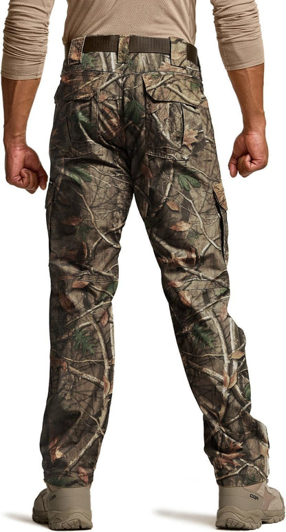 CQR Men's Tactical Pants, Water Resistant Ripstop Cargo Pants, Lightweight EDC Work Hiking Pants, Outdoor Apparel, Duratex Mag Pocket Print Hunting Camo, 30W x 30L