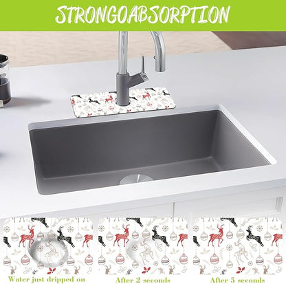Chrismas Sink Splash Guard Faucet Mat Christmas Absorbent Fast Drying Mat Sink