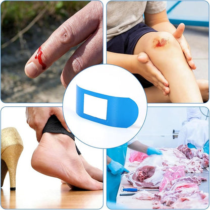 Blue Metal Detectable Adhesive Bandages - Waterproof, High-Visibility, Latex-Free | Flexible Wound Protection (250 Count)