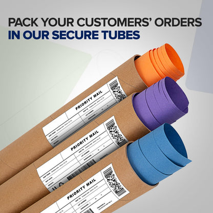 3" x 24" Reinforced Kraft Paper Mailing Tube, Pack of 2 Tubes with 4 Caps – Secure USPS Approved Poster Tube – Made in USA Cardboard Tube for Shipping and Storing Posters, Prints, Artwork