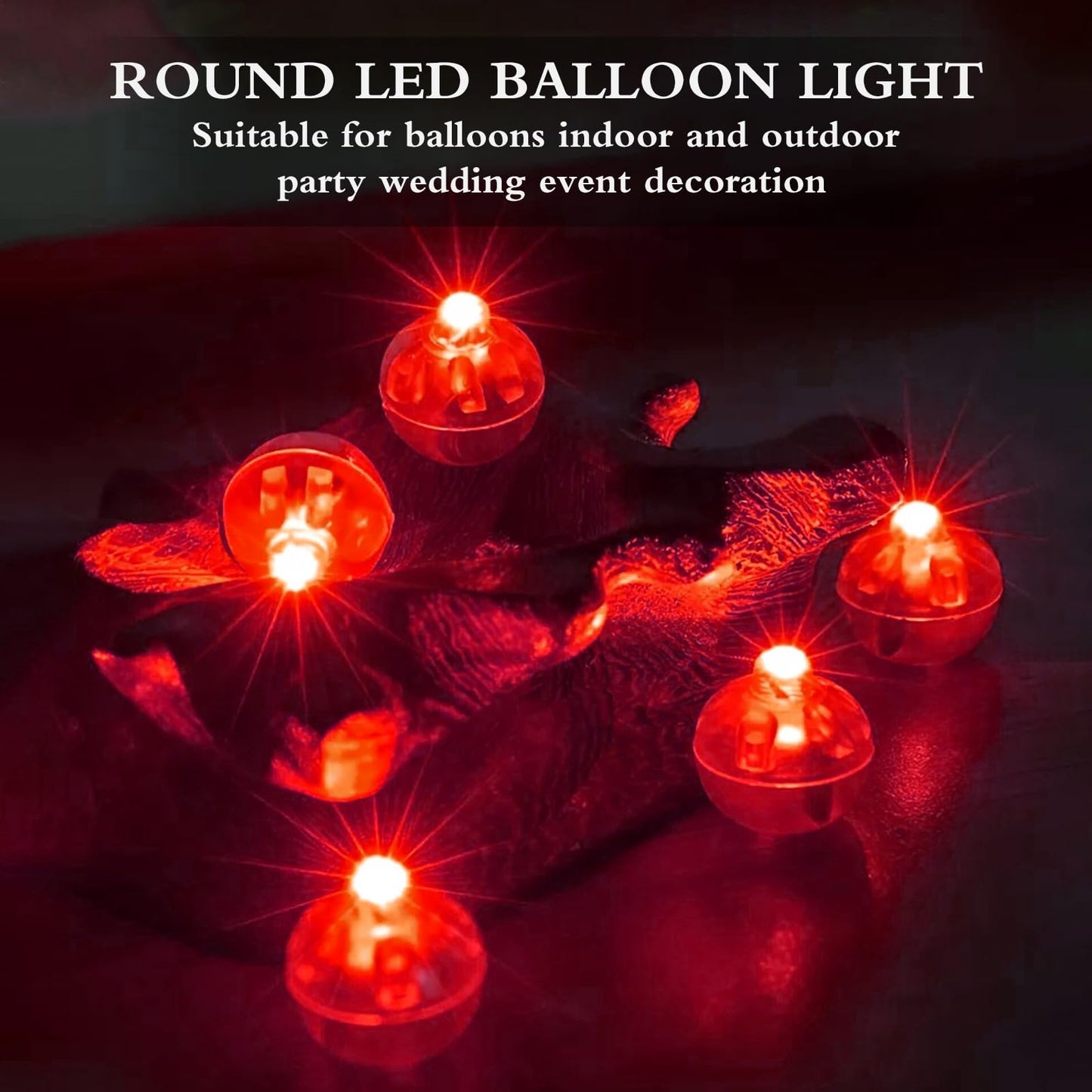 FWYWNL 100pcs Balloon Lights,Round LED Ball Lamp for Latex Balloon Paper Lantern Party Wedding Festival Christmas Halloween Decorative，Long Standby Time Waterpro of Mini Light (Red)
