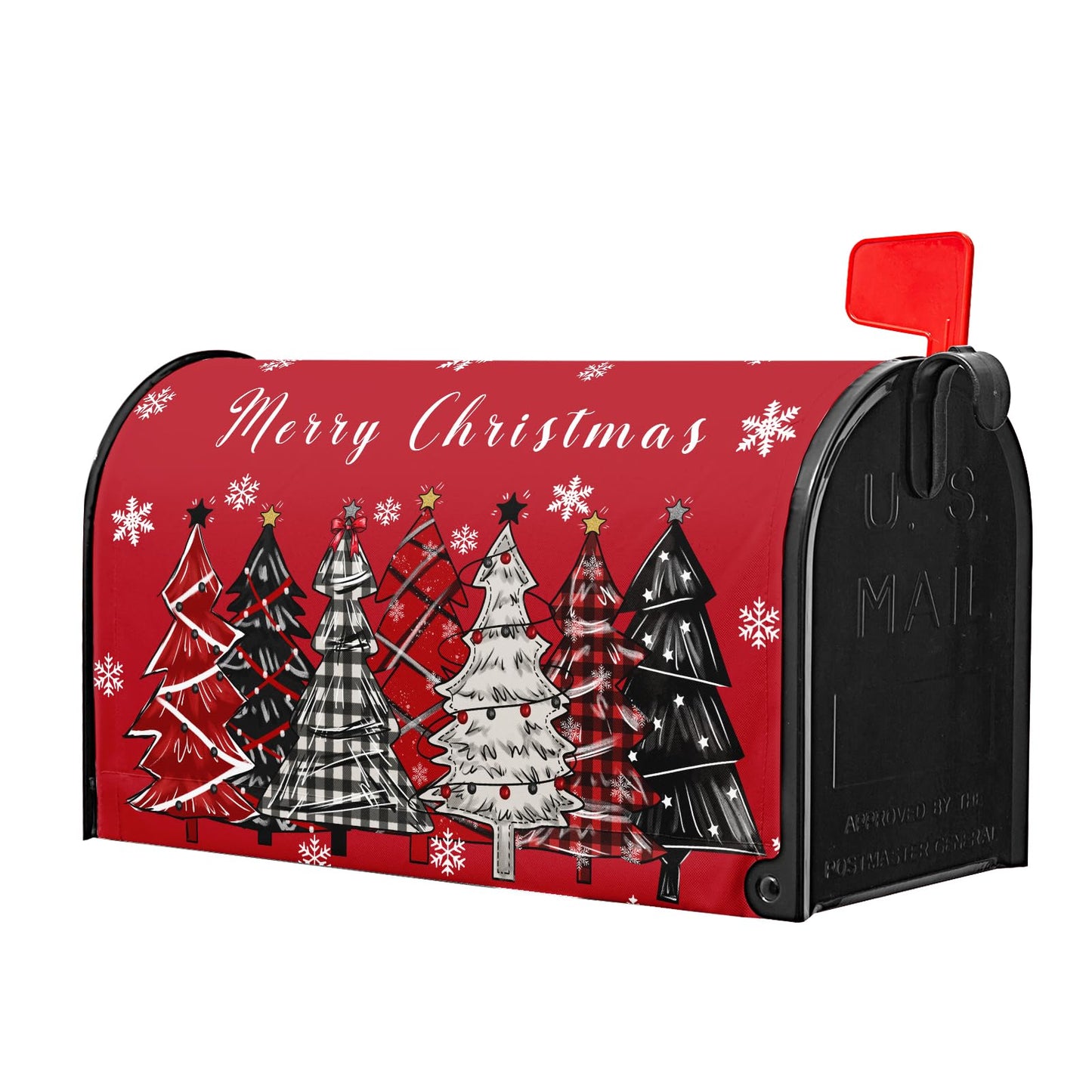 Christmas Tree Mailbox Covers Magnetic Standard Size 21 x 18 Inch Winter Holiday Xmas Snowflake Trees Mailbox Wraps Post Letter Box Cover for Garden Yard Home Decor