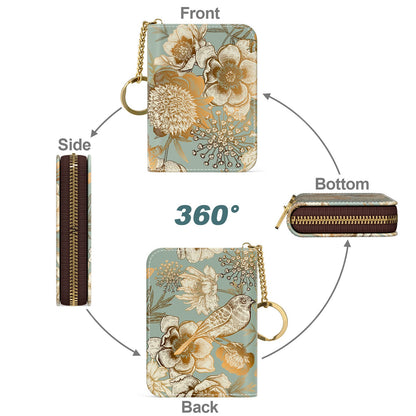 Nipichsha Women's Small RFID Blocking Credit Card Wallet, Blooming Flowers, Leather, Slim and Compact, 4.33 x 3.15 in
