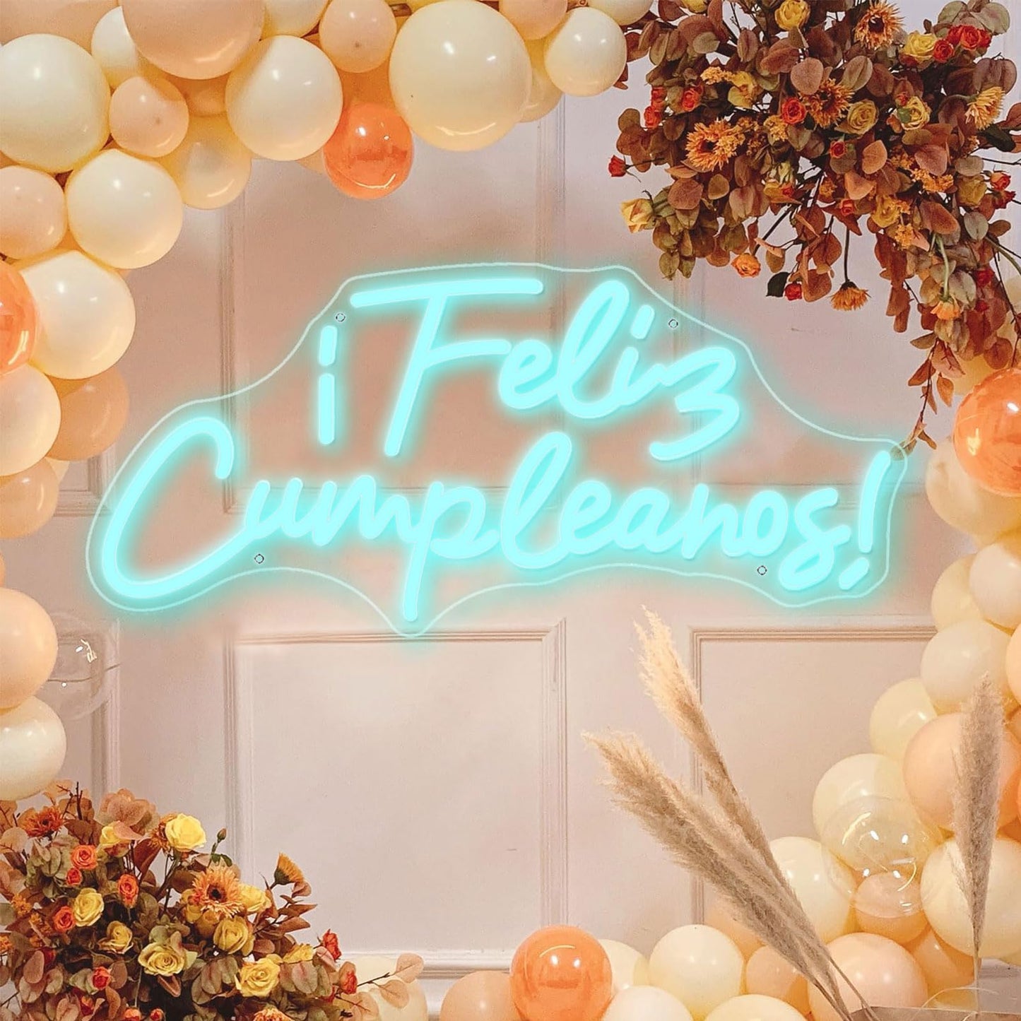 Happy Birthday Neon Sign ¡Feliz CumpleañOs Banner Dimmable Larger Happy Birthday Light Up Sign 20.53"X9.44" With Usb Chain Light Modulator,Happy Birthday Led Sign For Backdrop (Ice blue)