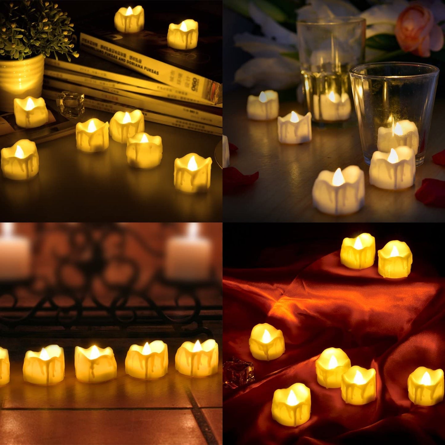 eLander LED Tea Lights Flameless Candle with Timer, 6 Hours on and 18 Hours Off, 1.4 x 1.3 Inch, Warm White, [12 Pack] (New Warm White)