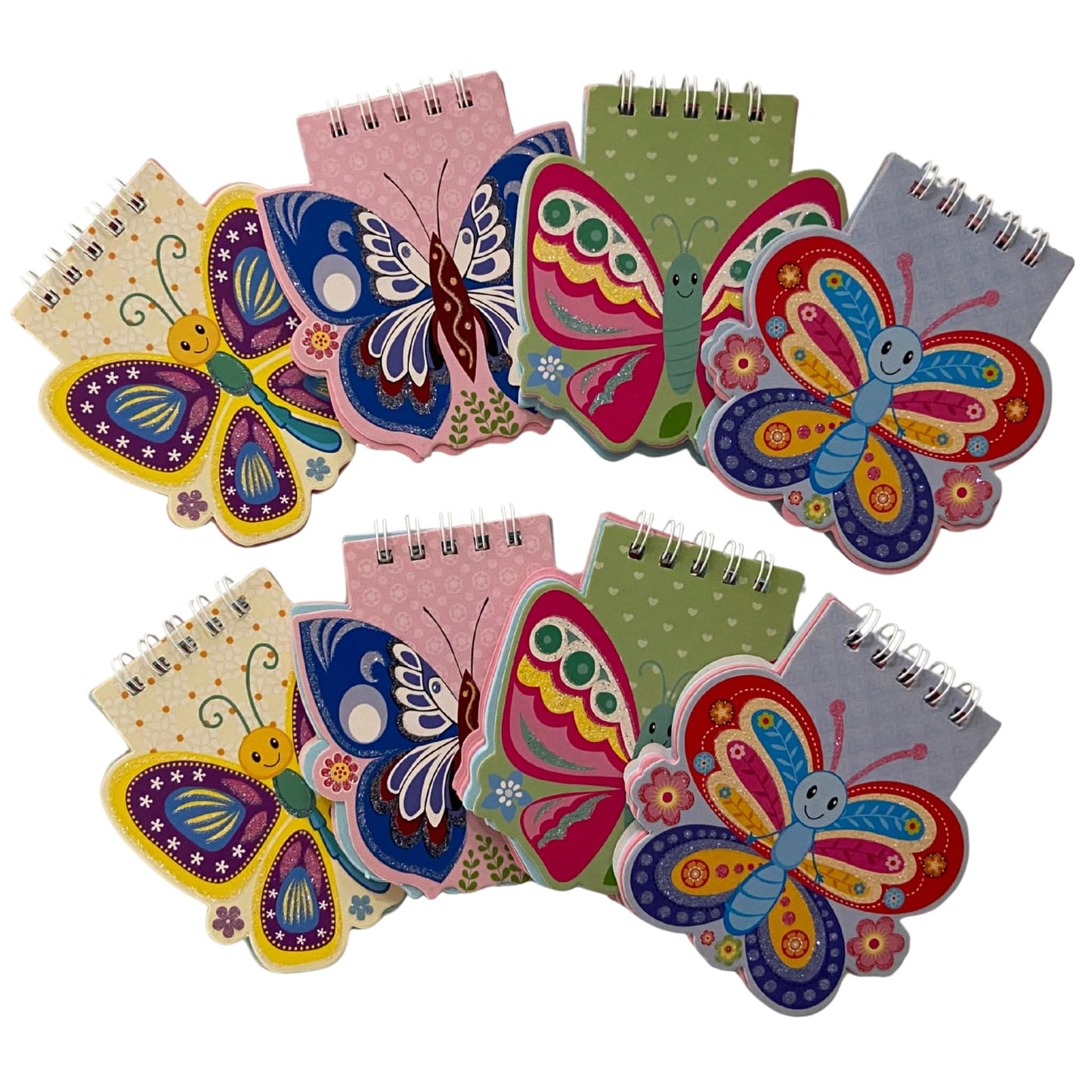 AoneFun Butterfly Party Favors - 8 Pk Mini Notebooks for Kids Bulk Pack of Small Notebooks for Kids 8 Year Old 7 Year Old Mini Notepads Spiral Eco Friendly Stationary Party Favors Approx 4"