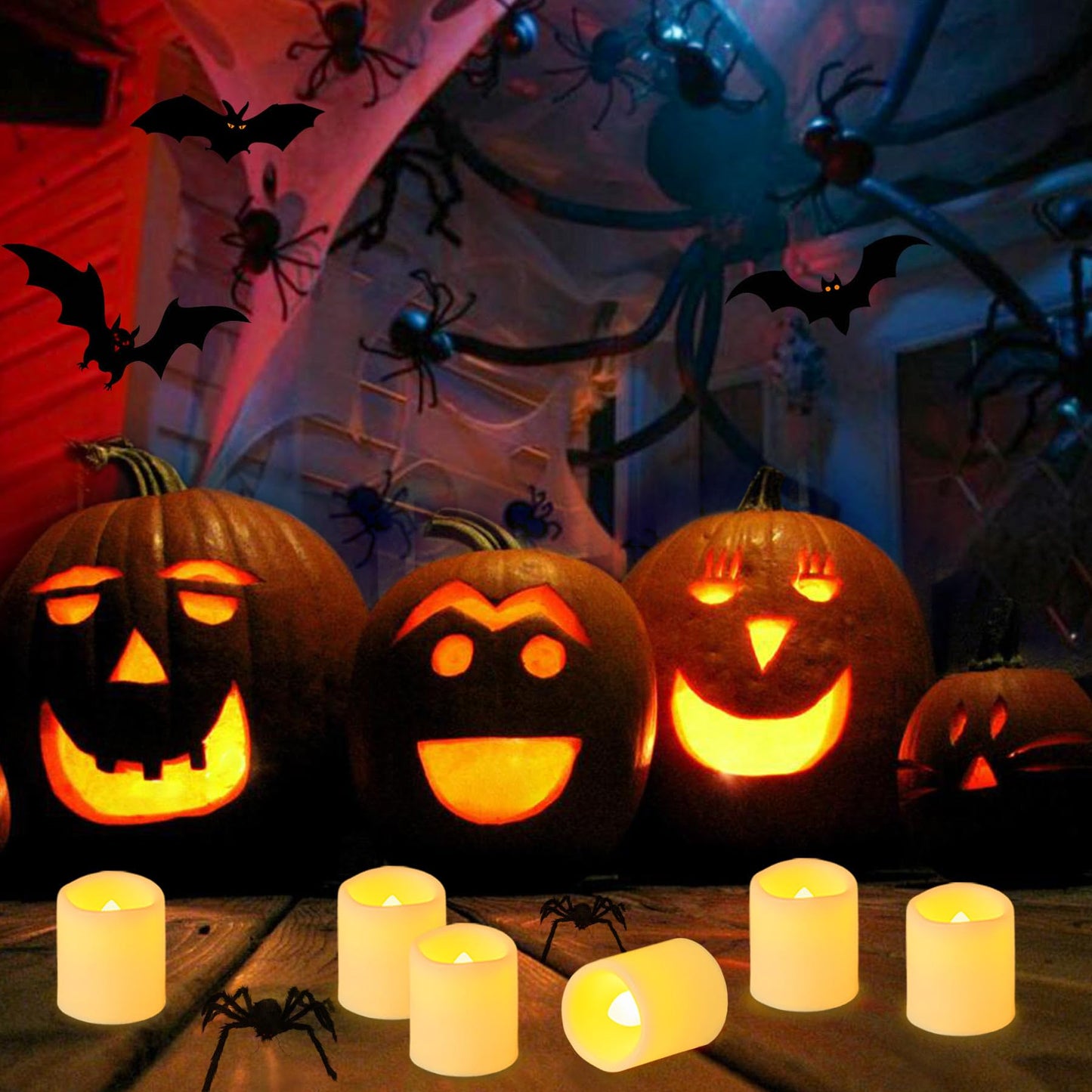 Yakpo 36 Pack 1.5" x 1.8" Flameless Tea Lights Battery Operated, LED Votive Tealights Flickering, Electric Flicker Outdoor Fake Candles Bulk for Wedding Halloween Lantern Christmas Home Decorations