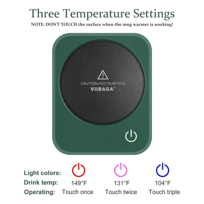 VOBAGA Mug Warmer Set, Coffee Warmer for Desk with 11oz Ceramic Mug, Auto Shut Off & 3-Temp Settings, Smart Coffee Cup Warmer, Home Office Essentials Coffee Set