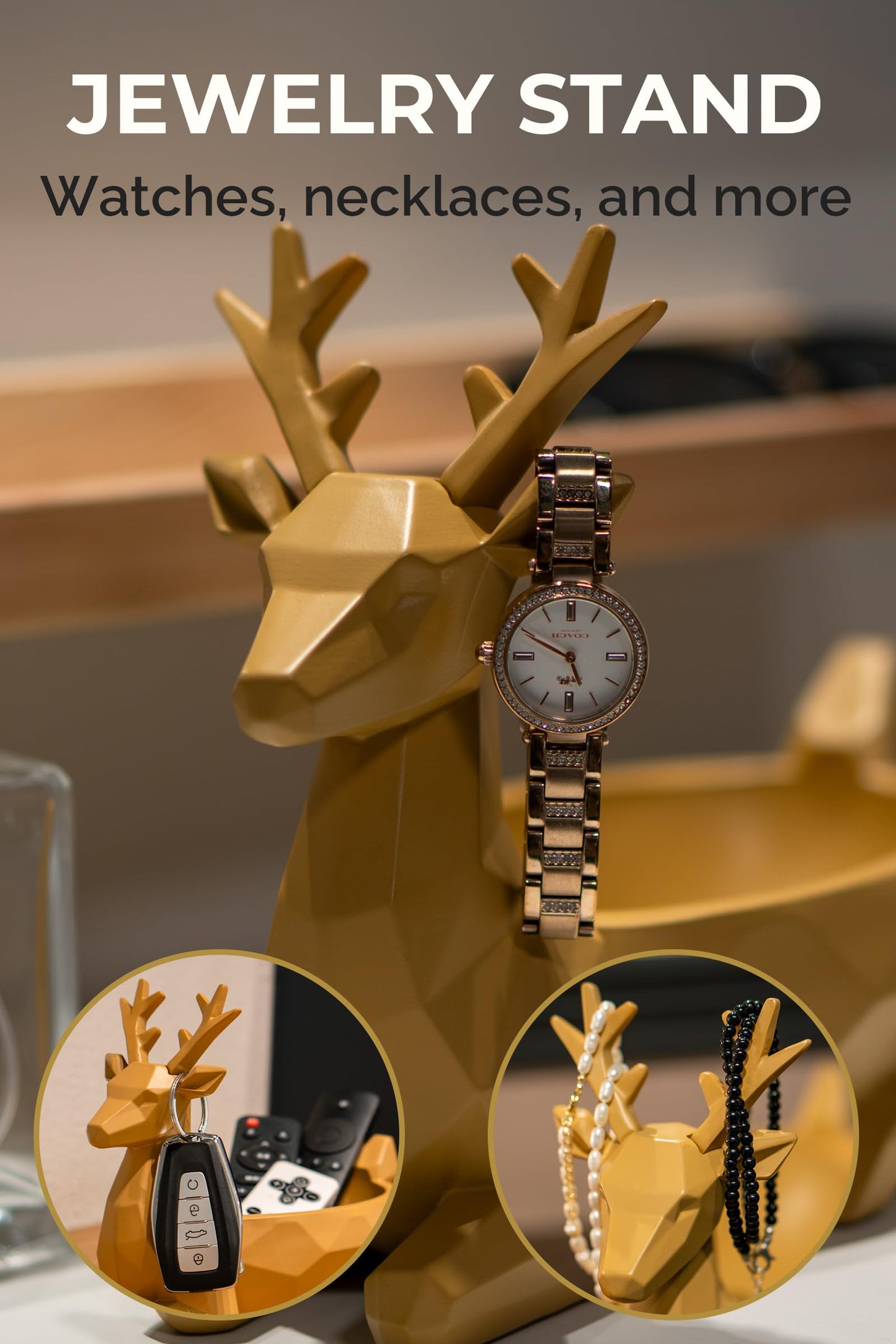 Fuzrea Low-Poly Deer Bowl, Resin Reindeer Statue, Deer Candy Dish & Key Holder, Deer Desk Decor for Living Room, Entryway, Dining Table, Office, Shelves