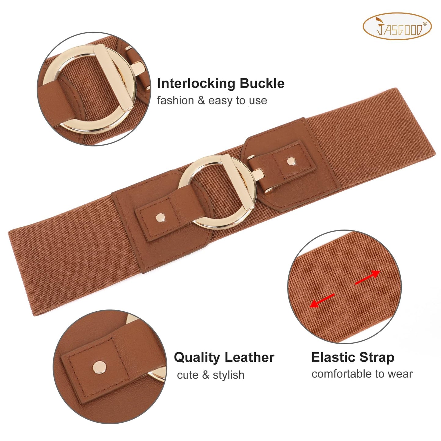 JASGOOD Women Wide Elastic Waist Belt Fashion Stretchy Dress Belt