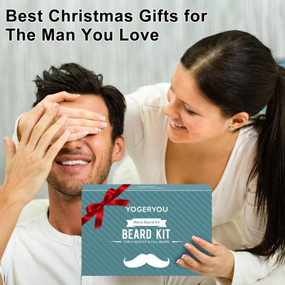 YogerYou Beard Kit,Beard Grooming Kit W/Straight Razor,2 PACK Beard Oil,Beard Wash,Balm,Brush,Comb,Scissors Mens Birthday Christmas Gifts for Men Boyfriend Husband Beard Shaping Shaving Kit