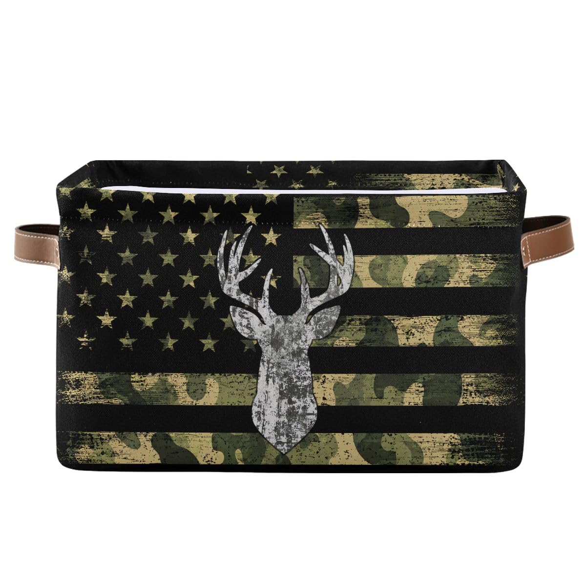 Camo Hunting Rectangular Storage Basket Organizer Bin Shelf Baskets For Clothes Gifts For Home Office Dorm