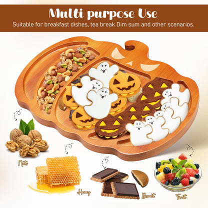 Ciieeo Halloween Pumpkin Charcuterie Board,14.9x11.4 Inches Snacks Fruit Meat Cheese Plate Unique Pumpkin Tray for Halloween Thanksgiving Christmas