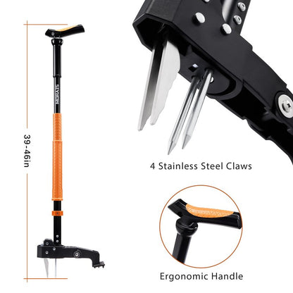 MORAIS Weed Puller Tool, Stand Up Weed Puller Heavy Duty Garden Tool with 4-Claw Steel Head, 39"-46" Retractable Handle & Easy-Eject Mechanism, Easily Remove Weeds Without Bending, or Kneeling