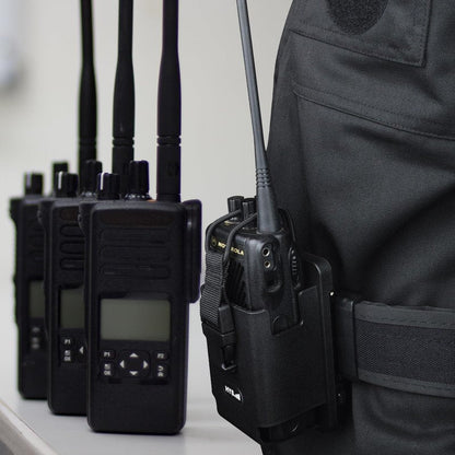 HYS Tactical Handheld Two Way Radio Holster - Portable Radio Case (TPU) with Belt Clip & MOLLE Attachment for Belt, Vest, or Pack, for Walkie-Talkie, Security, EMS, Law Enforcement Duty Gear