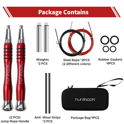 High Speed Jump Rope - Self-Locking No-Screw Design, Weighted Jump Rope, 360° Fast Rotation, Silicone Textured Design, Non-Slip, Includes 2 Speed Ropes Cables for Optimal Fitness Training & More - CrossFit Jump Rope.
