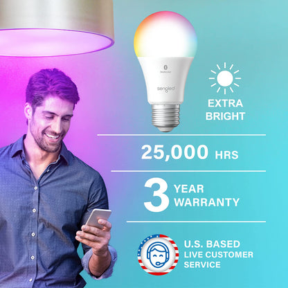 Sengled Light Bulb, S1 Auto Pairing with Alexa Devices, Color Changing , Smart Light that Work with , Bluetooth Mesh Smart Home Lighting, E26 60W Equivalent, 800LM, 4 Count (Pack of 1)