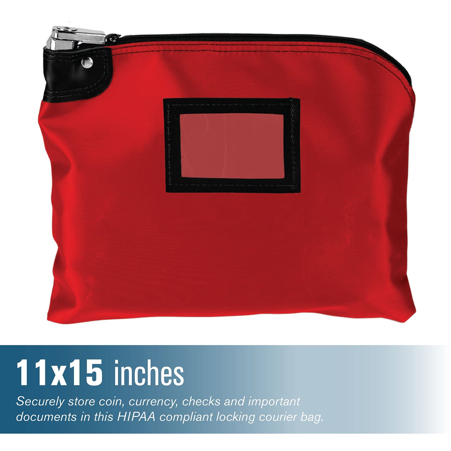 BankSupplies Laminated Nylon Locking Deposit Bag Red 15 Inches W by 11 Inches H HIPAA Compliant Puncture-Resistant Double-Stitched Seams 2 Keys Included
