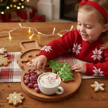 Maxcheck Snowman Christmas Serving Tray Platter Charcuterie Board Christmas Wood Serving Dish Cutting Board Rustic Farmhouse 11.42 x 10.43 Inches Table Plate for Cheese Food Fruit Party