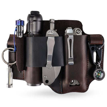 ST1 Leather Multitool Sheath - EDC Belt Organizer for Leatherman Tools, Flashlight, Pen, and Keychain Clip, Durable and Stylish, Great for Work and Daily Use, Ideal Gift for Men