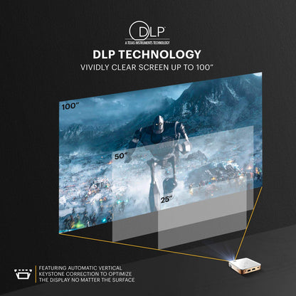 Kodak Ultra Mini Portable Projector - HD 1080p support LED DLP Rechargeable Pico Projector - 100" Display, Built-in Speaker - HDMI, USB and Micro SD - Compatible with iPhone iPad, Android Phones