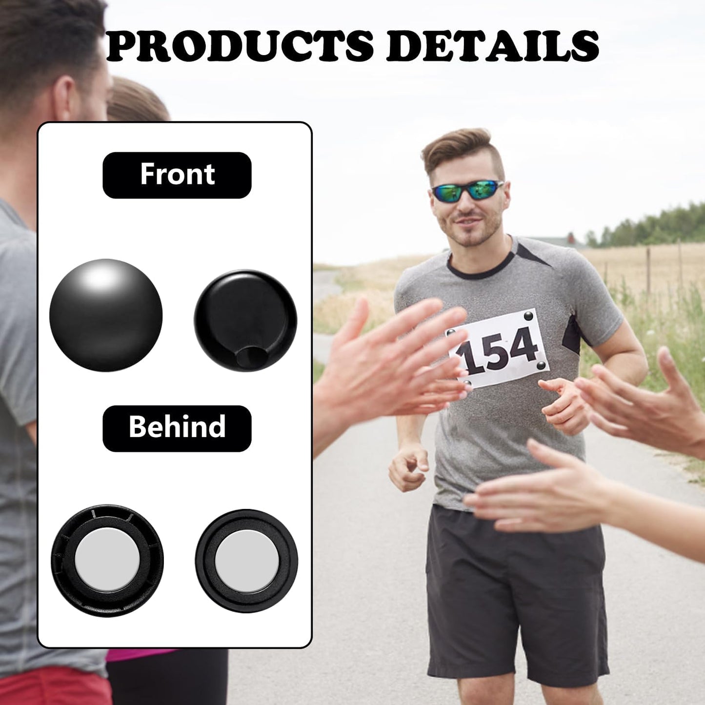12Pcs Running Bib Clips Marathon Number Buckle Race Bib Securing Running Gear Fixing Fastener Clip Magnets Field Number Holder White Black Red for Runners Field Cycling Triathlon Supplies