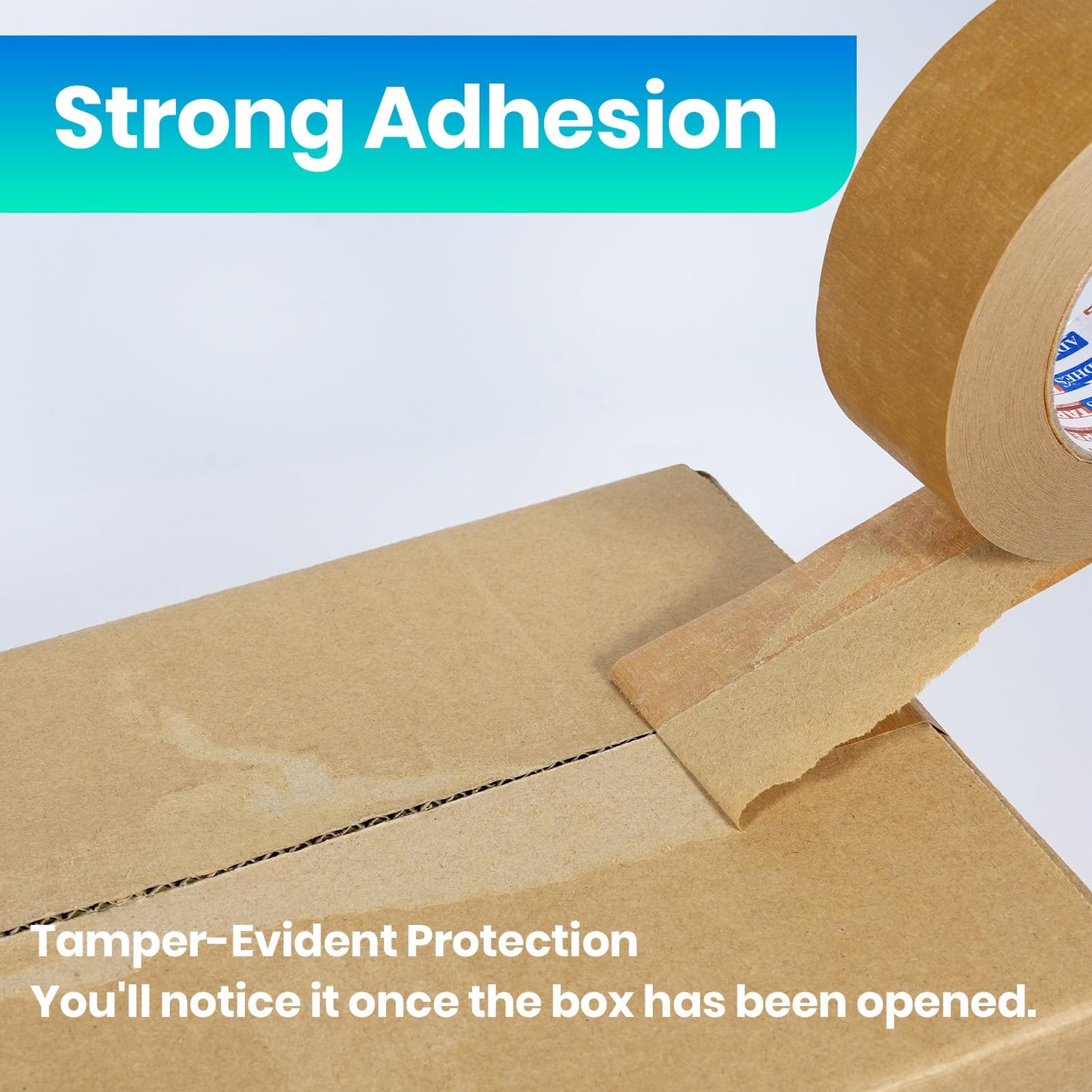 ADHES Premium Kraft Paper Tape, 7.5mil, 2 Inch x 55 Yards x 3 Rolls, Biodegradable Paper Packing Tape Writable & Uncoated Heavy Duty Brown Packing Tape for Shipping, Moving, Sealing