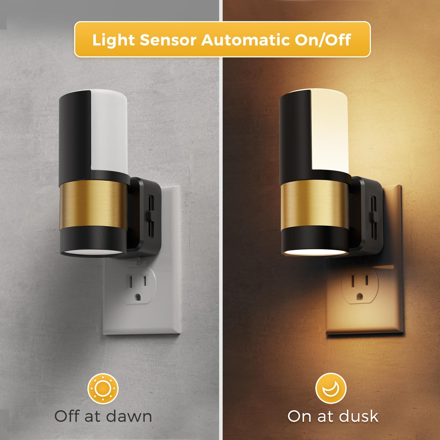 L LOHAS LED Night Lights Plug into Wall with Dusk to Dawn Sensor, Dimmable Night Light with 0-100lm Stepless Dimming, Rotating Plug in Night Light, 3000K Soft White, 2 Pack