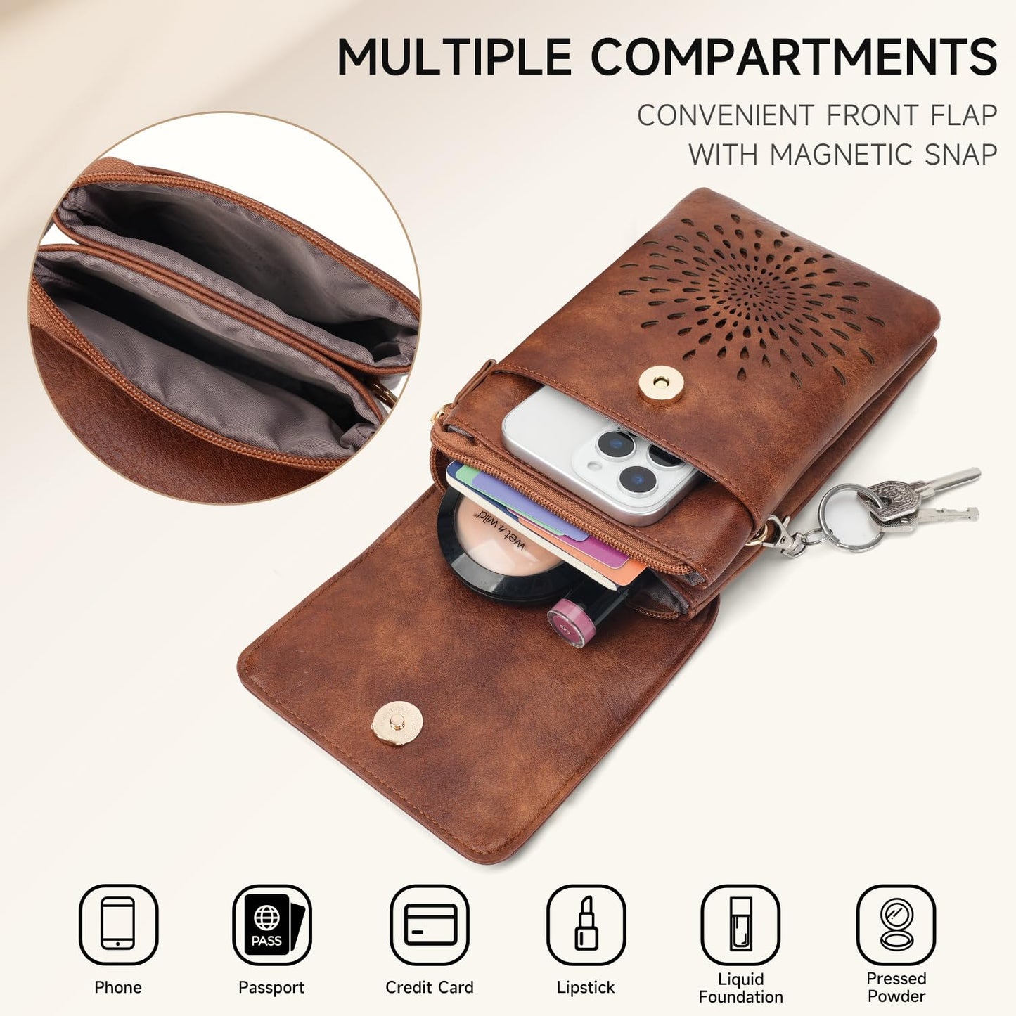 APHISON Small Crossbody Bags for Women Trendy, Leather Crossbody Phone Purses Handbags with Adjustable Strap