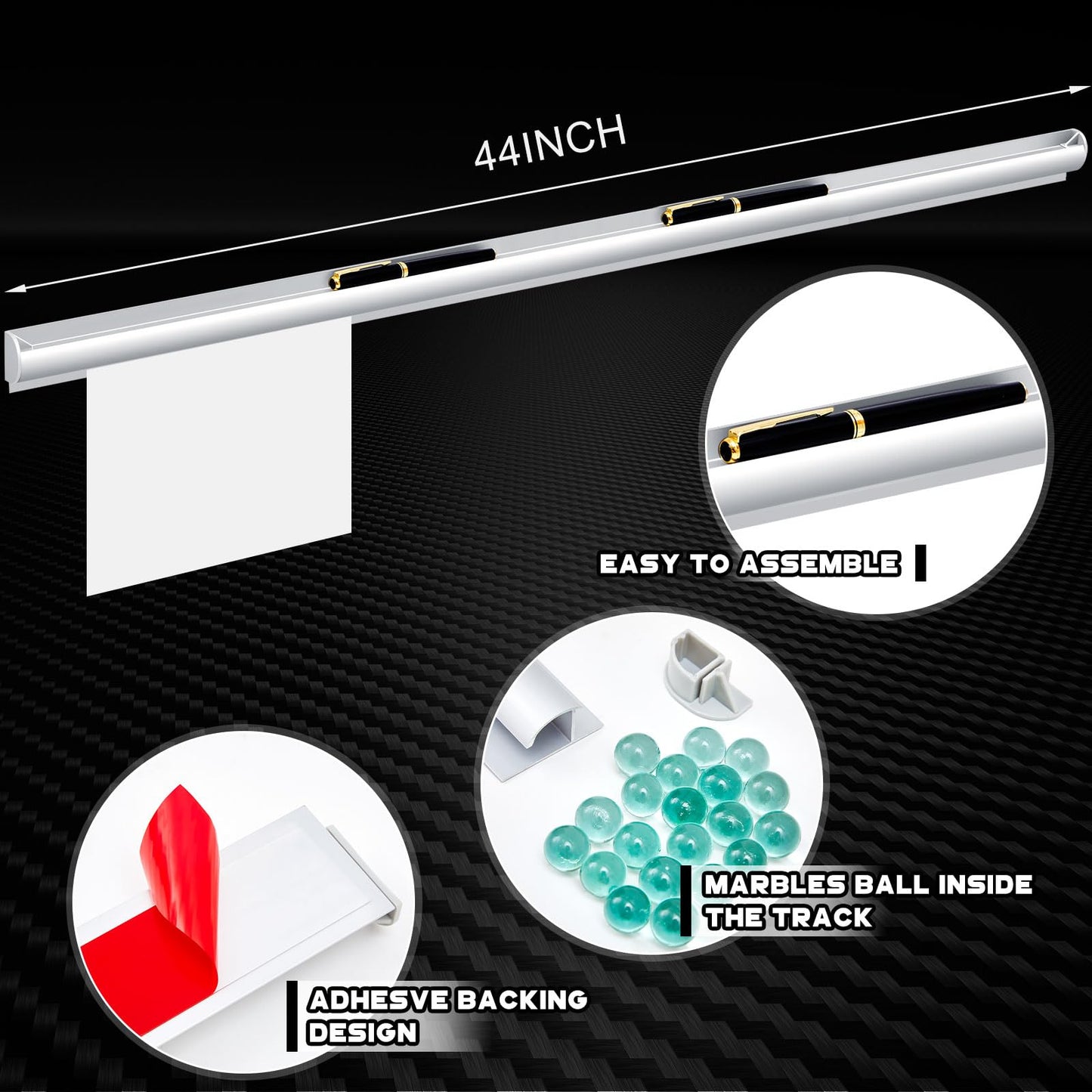 Henoyso 2 Pcs Restaurant Ticket Holder 16/18/24/28/30/32/40/44" Slide Check Rack Receipt Holder Aluminum Silver Order Ticket Rack for Commercial Kitchen Office Cafes Pubs Bar(44 Inch,Pen Slot)