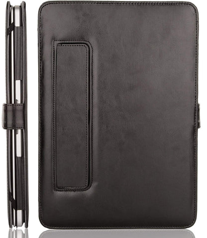 MOSISO Case Compatible with MacBook Air 13.6 inch M4 M3 M2 2025-2022 /Air 13 M1 2022-2018 /Pro 13 inch M2 M1 2025-2016, PU Leather Portfolio Protective Stand Cover, Black