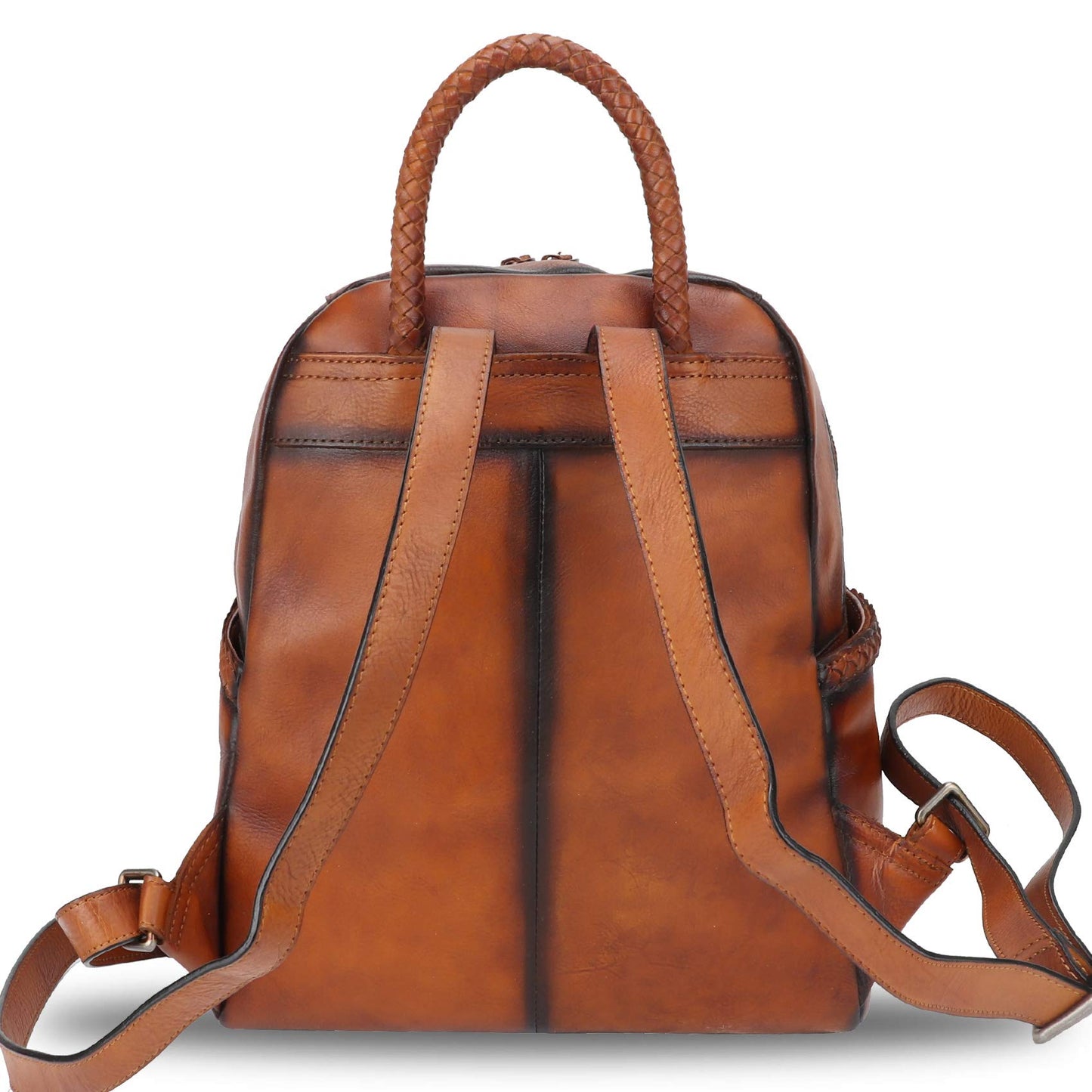 Genuine Leather Backpack Purse for Women Vintage Rucksack Casual Back Bag Handmade Cowhide Western Daypack (Brown)