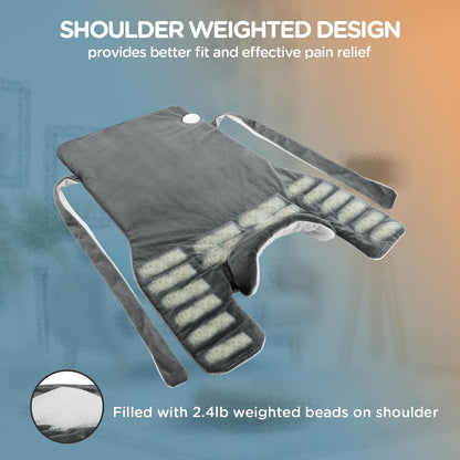 Comfytemp Heating Pad for Back Pain Relief, 22"x33" XXL Weighted Electric Neck Shoulders Heat Pad, 2H Auto-Off, Large Back Heated Wrap, Birthday Gifts for Women Men, Washable, Gray