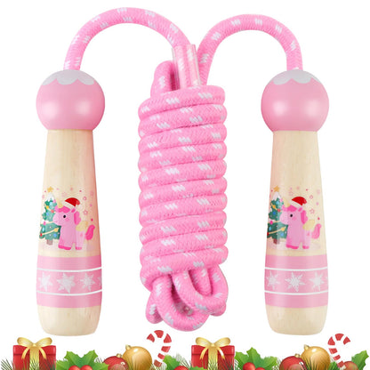 Jump Rope for Kids, Lorvain Adjustable Skipping Rope, Kids Jump Ropes with Wooden Handle for Girls Boys, Weighted Jumping Ropes for Fitness Workout Exercise Outdoor Fun Activity