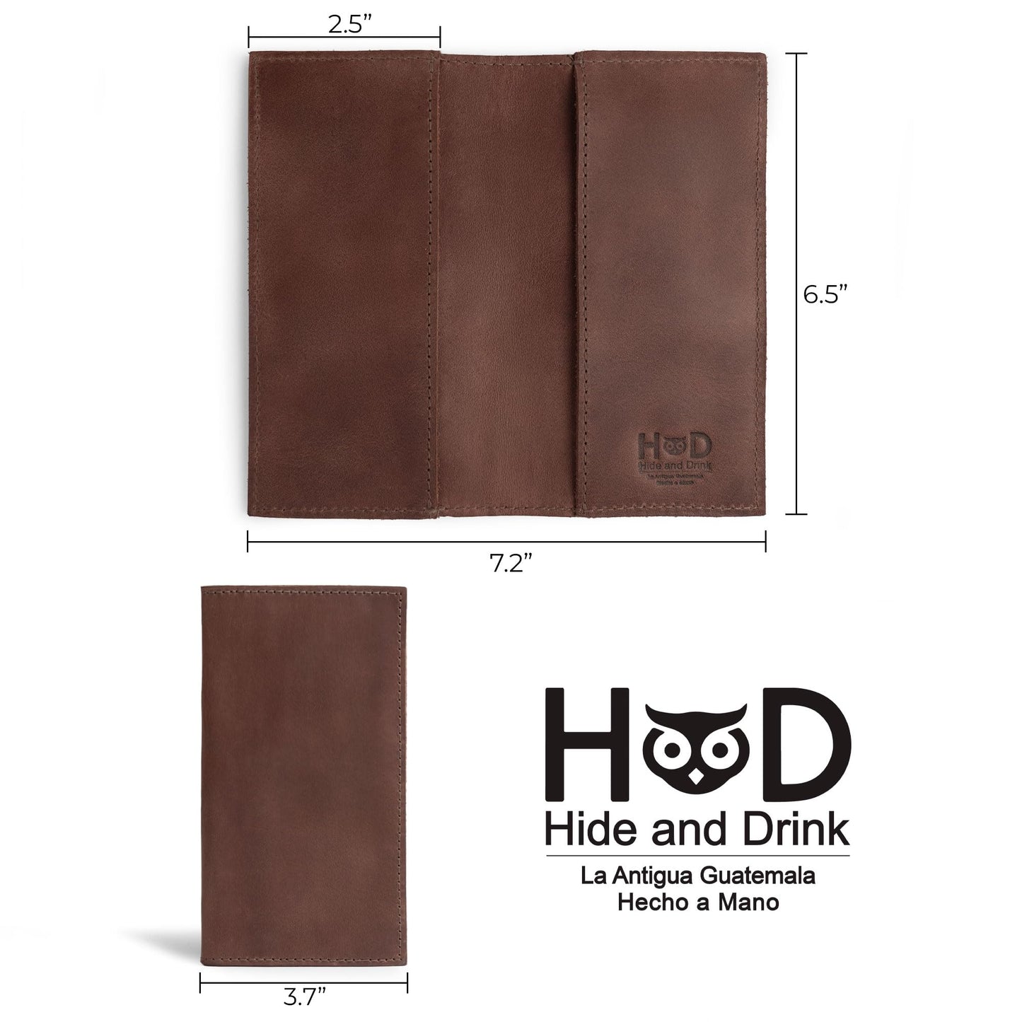 Hide & Drink, Checkbook Cover, Minimalist Organizer for Personal or Business Finances, Bill Holder, Full Grain Leather, Handmade, Bourbon Brown