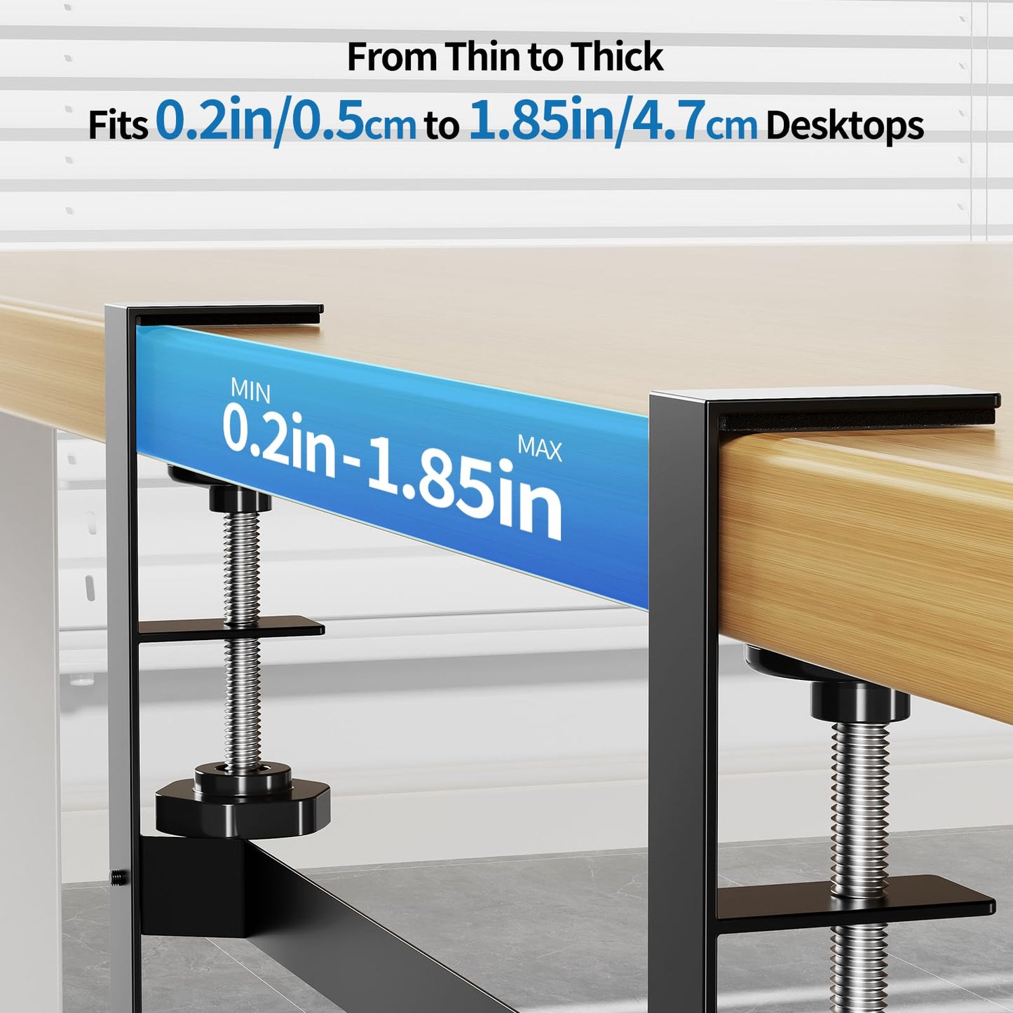 YECAYE Under Desk Cable Management Tray, No Drill Clamp Mount Metal Cable Management Tray with Desk Protection Pads, Under Desk Organizer Easy Installation with Hook & Loop Straps for Home Office