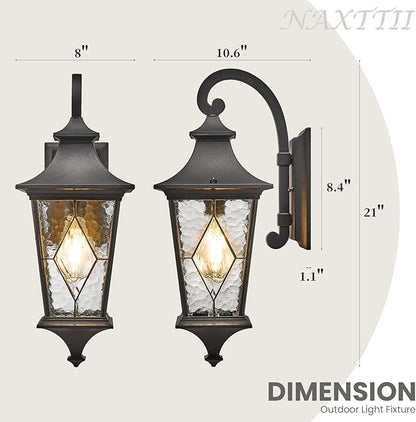 Porch Lights Outdoor Exterior Lighting Fixtures 21 Inch Large-Sized Black Outdoor Sconce for Front House Garage and Entryway Downwards Installation
