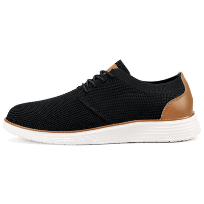 VILOCY Men's Fashion Dress Sneakers Casual Walking Shoes Business Oxfords Comfortable Breathable Lightweight Tennis Zapatos para Hombre Black,US7.5 EU40