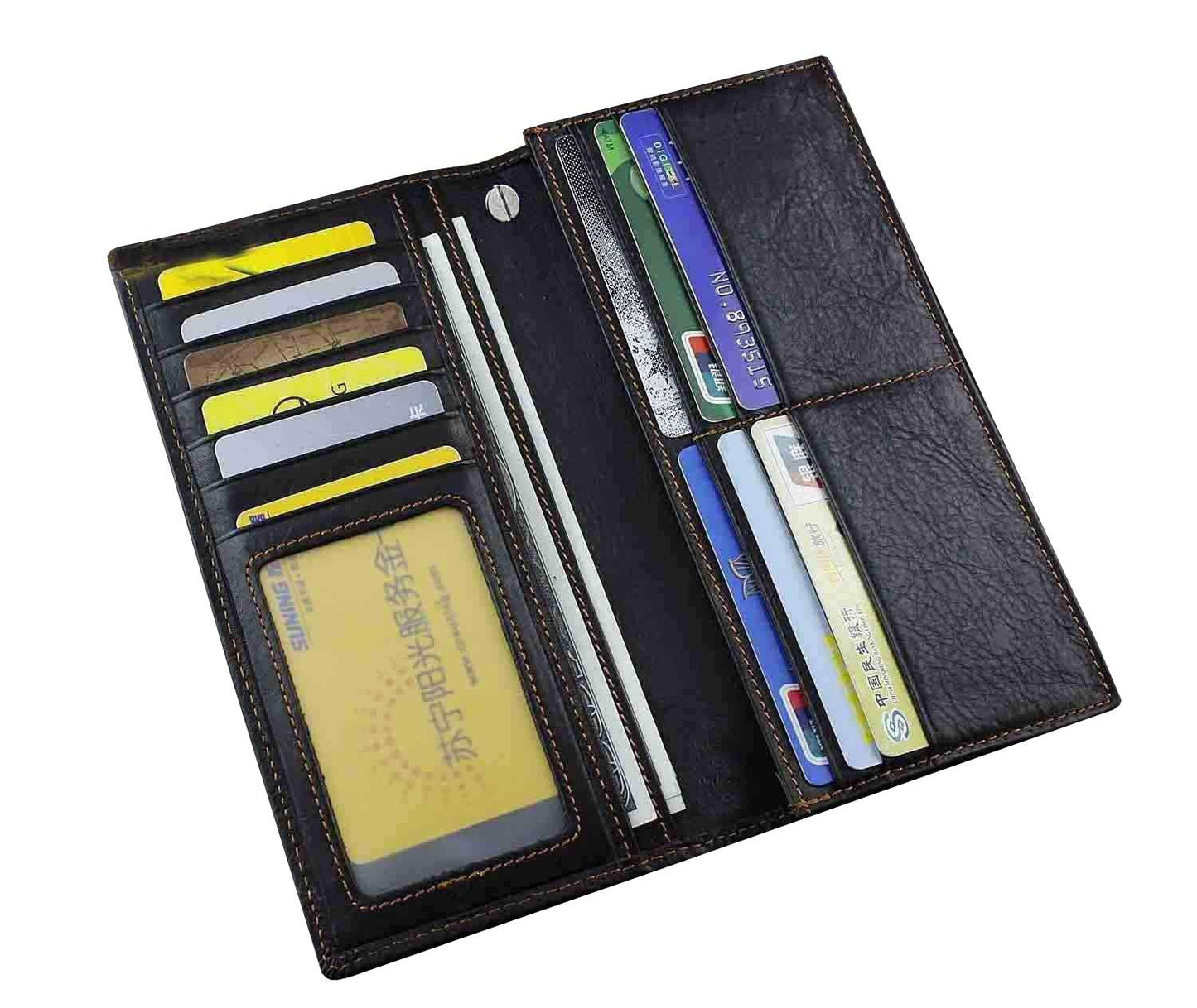vogueteen Biker Rock Star Concho Mens Card Money Long Black Real Leahter Wallet With Chain