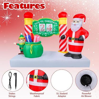 Vigdur 7FT Christmas Inflatable Sign – Lighted Advent Calendar Blow Up with Detachable Letters, Outdoor Santa Christmas Decorations for Yard, Lawn, Garden, Holiday Party & Home Décor