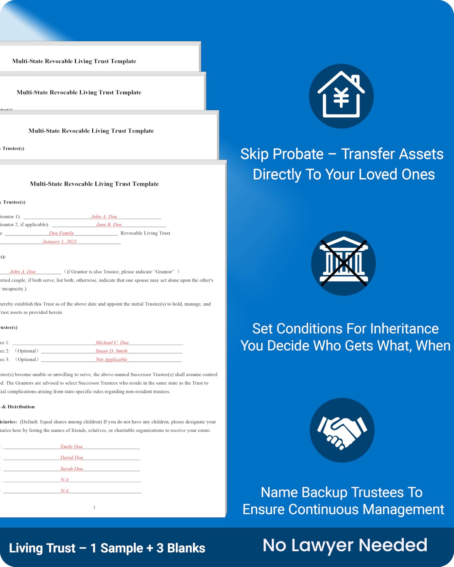 TillBio 2026 4-in-1 Estate Planning Kit – Includes Last Will, Living Trust & Power of Attorney Forms – Lawyer-Prepared Templates with Instructions – Valid in All 50 States（3pcs）