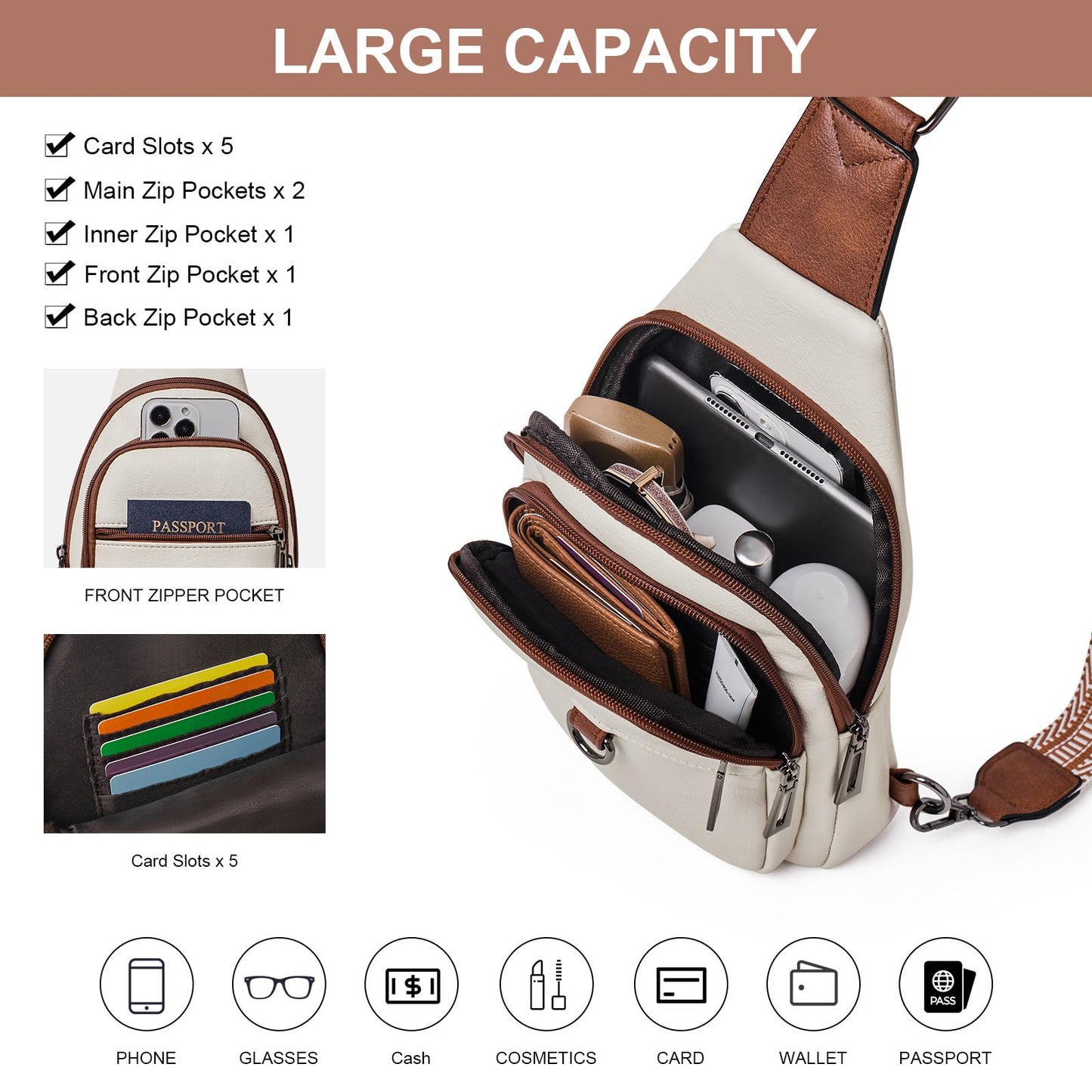 cakang sling bag crossbody bags for women trendy fanny packs belt bag leather womens Shoulder crossbody purses cross body bag woman ladies sling bags small backpack Travel