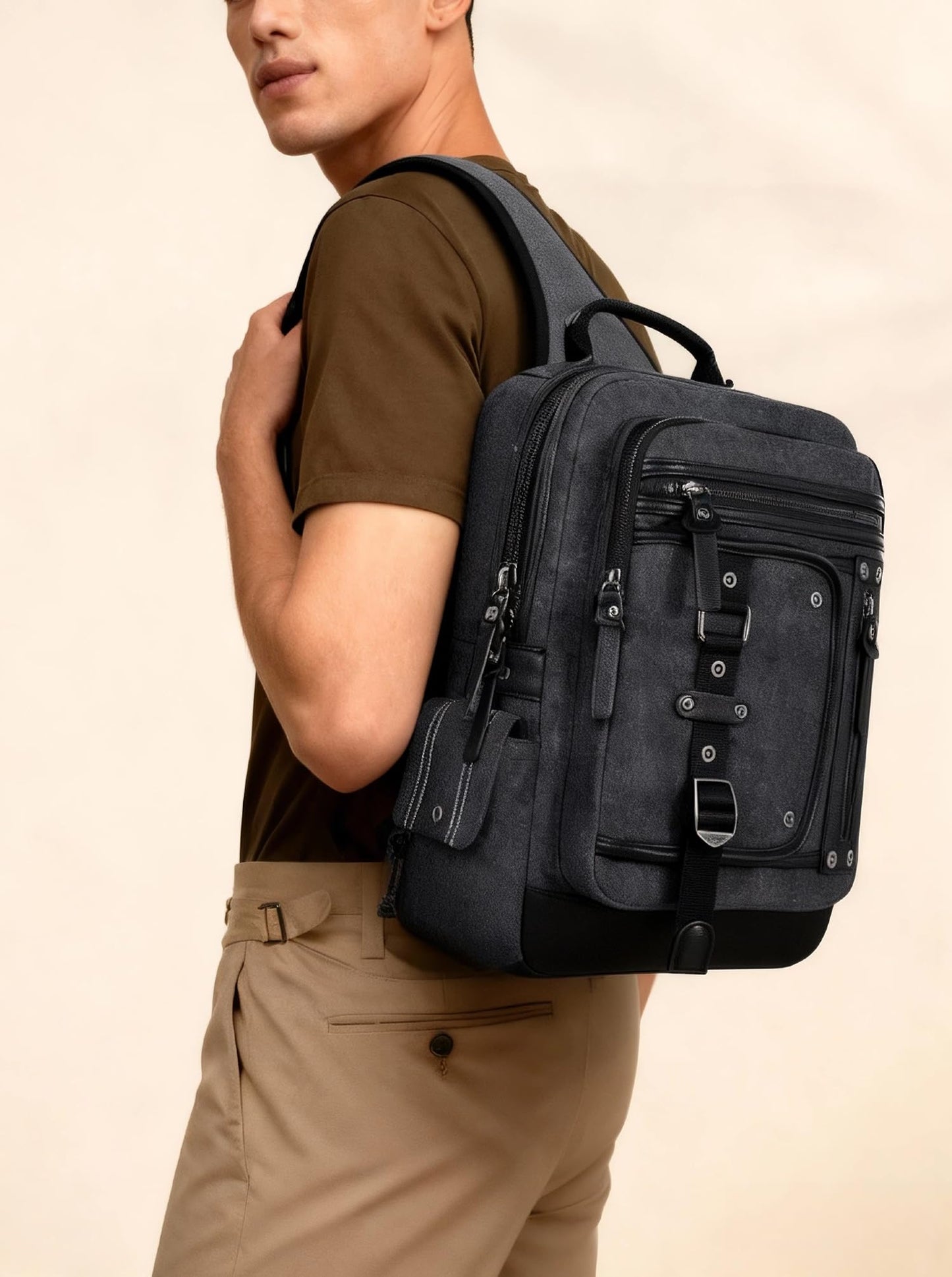 Schkleier Messenger Bag for Men Canvas Sling Bag Crossbody Backpack Laptop Shoulder Bag Hiking Daypacks Casual Tactical