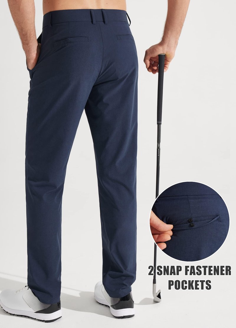 Libin Men's All Day Comfy Golf Pants Work Dress Pants 34" Quick Dry Lightweight Business Casual Trousers for Men with Pockets, Navy Blue, 32W x 34L