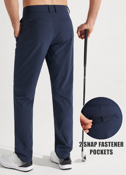 Libin Men's All Day Comfy Golf Pants Work Dress Pants 34" Quick Dry Lightweight Business Casual Trousers for Men with Pockets, Navy Blue, 32W x 34L