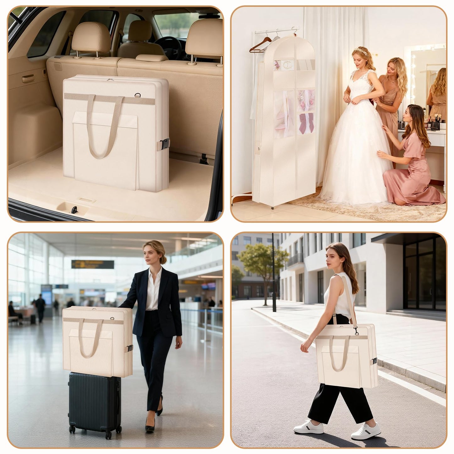 TANGKA Upgraded Version 72" Wedding Dress Garment Bag Dress Bags for Gowns Bridal Dress Travel Bag with 12”Gusseted and Accessory Pockets for Wedding Dress, Puffy Gowns, Equipped with Shoulder Straps