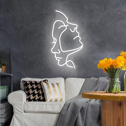 Neon Signs Face LED Neon Lights Ins Style Art Wall Decorative Lights Minimalist Lines Neon Lights for Christmas Room Wall Girls Bedroom Living Room Birthday Party Bar Decor