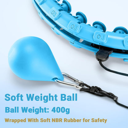 OurStarry 34 Knots Weighted Workout Hoop Plus Size, Smart Waist Exercise Ring for Adults Weight Loss (34 Knots Blue)